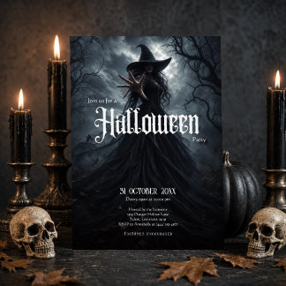 Gothisk häxa Halloween-fest inbjudan