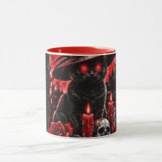 Gothisk häxa svart katt Halloween dödskalle ljus D Mugg