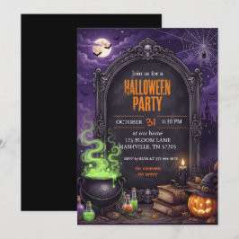 Gothisk häxgryta Halloween-festinkallelsen Inbjudningar