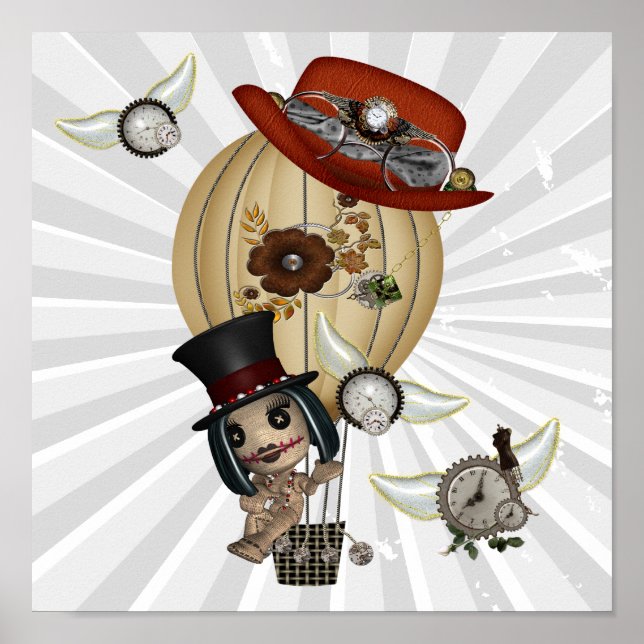 gothisk laveau luftballong steampunk art poster (Framsidan)