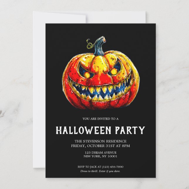 Gothisk leende pumpa Halloween-fest Inbjudningar (Framsida)