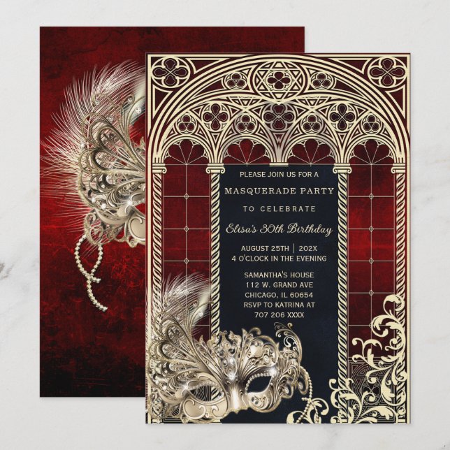 Gothisk maskerad födelsedagsfest mall (Fram/baksida)