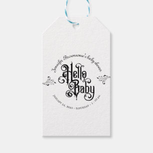 Gothisk Mörk Hej Tack Baby Shower Presentetikett