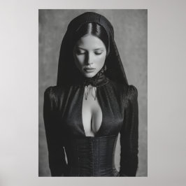 Gothisk sammetskapuschong med slutna ögon poster