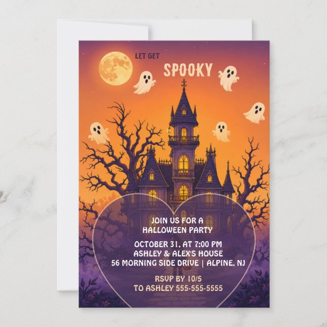 Gothisk spökslott Halloween-fest inbjudan (Framsida)