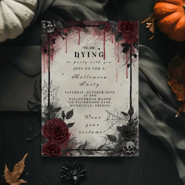 Gothiska blodrosor Halloween-fest Inbjudningar (Skapare uppladdad)