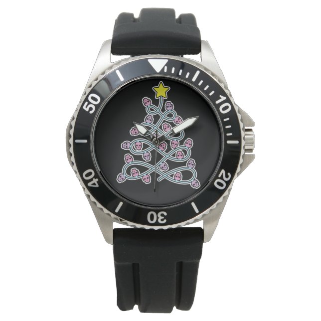 Gothiska Dödskallar Julgran Urklocka Armbandsur (Framsida)