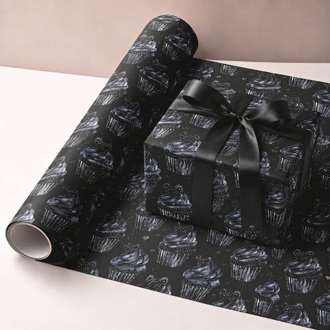 Gothiska spökcupcakes & hjärtan presentpapper (Skapare uppladdad)