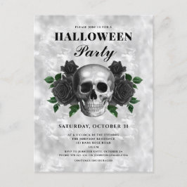 Gothiska svarta rosor och dödskalle Halloween-fest Vykort