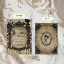 Gothiskt Halloween-fest-inbjudan Skalle Rosor Vi