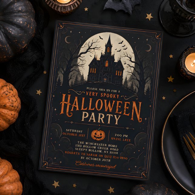 Gothiskt spökhus Halloween-fest Inbjudningar (Skapare uppladdad)