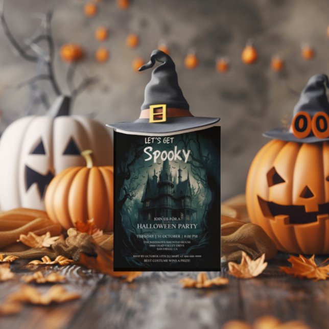 Gothiskt spökhus Halloween kostymfest Inbjudningar (Gothic Haunted House Halloween Costume Party Invitation)