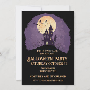 Gothiskt spökt hus Halloween Inbjudningar