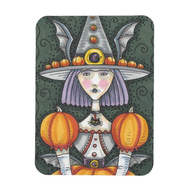 Gothkin Witch Halloween Folk Magnet (Vertikal)