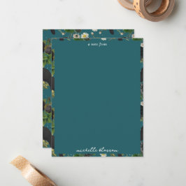 Gothkråkor & Svarta Rosor Djup Teal Mönster Anteckningskort