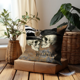 Gothma Döskallar i Hats Vintage Halloween Kudde