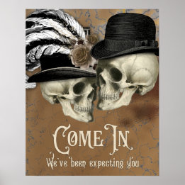 Gothma Döskallar i Hats Vintage Halloween Poster