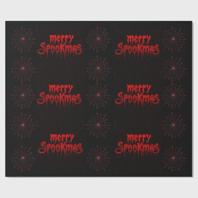 Gothmas Bold Red Script on Black Goth Christmas Presentpapper (Platt)
