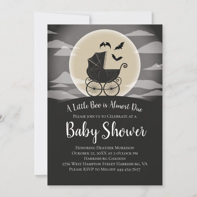 Gothous Baby Shower Halloween Carriage Inbjudningar (Framsida)