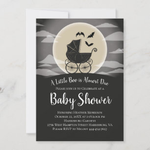 Gothous Baby Shower Halloween Carriage Inbjudningar