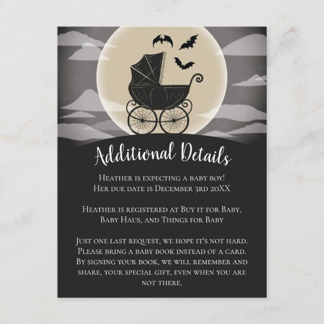 Gothous Baby Shower Halloween Carriage Tilläggskort (Framsida)