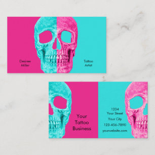 Gothous Halal Skull Head Teal Rosa Tatto Shop Visitkort