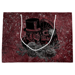 Gothous Kissing-Döskallar par och blod röd yttre