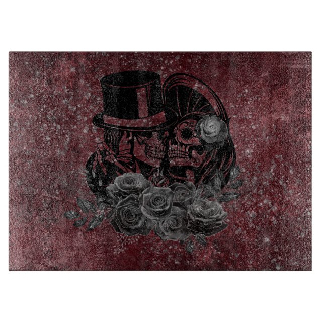 Gothous Kissing-Döskallar par och blod röd yttre (Framsidan)