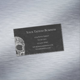 Gothous Skull Head Black and White Tatto Shop Magnetiska Visitkort