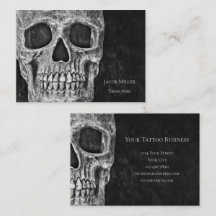Gothous Skull Head Black and White Tatto Shop