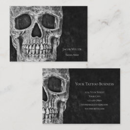 Gothous Skull Head Black and White Tatto Shop Visitkort