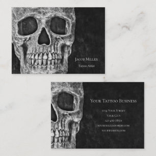 Gothous Skull Head Black and White Tatto Shop Visitkort