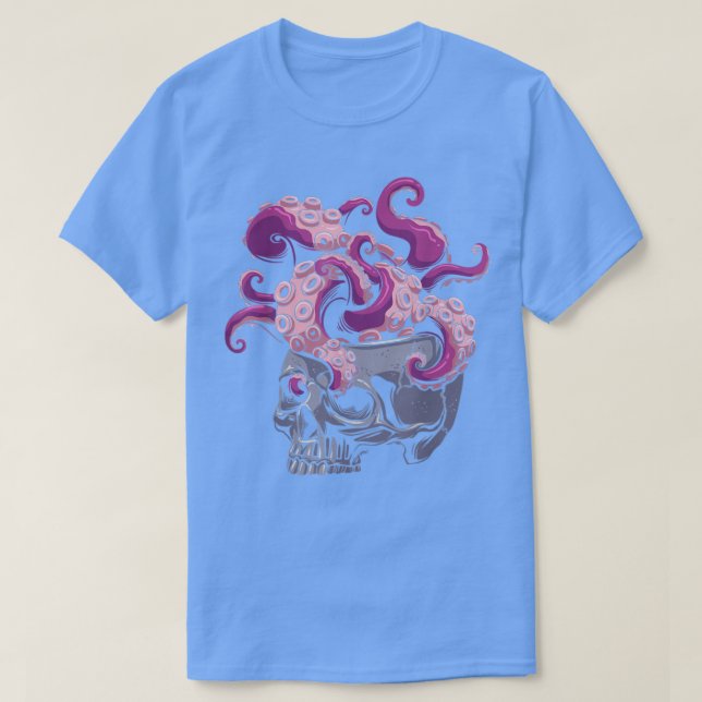 Gothous Skull Octopus Tentacles Brain Octopus Älsk T Shirt (Design framsida)