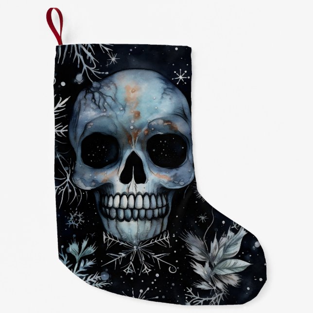 Gothy Spooky jul Skull Liten Julstrumpa (Framsidan)