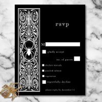 Gothy Spooky Spider Black White Bröllop Middag