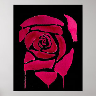 Gotisk Abstrakt blommande blödande Ros Original ko Poster
