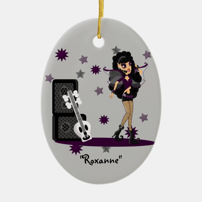 gotisk Älva med Skull Guitar Julgransprydnad Keramik (Framsidan)