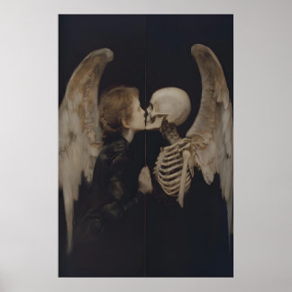 Gotisk ängel spegelreflektion skelett konst poster