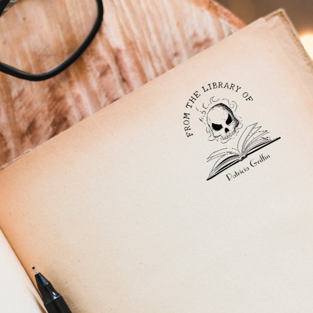 gotisk Anpassningsbar Bok från Bibliotek i Skull Självfärgande Stämpel (Skapare uppladdad)