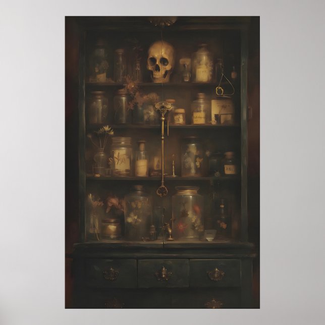 Gotisk apoteks väggkonsttryck, Dark Academia Poster (Framsidan)