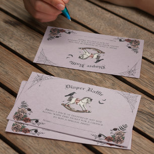 Gotisk Baby Shower Blöja-Raffel Lila och Svart Tilläggskort