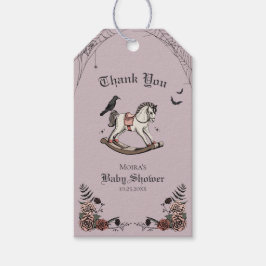 Gotisk baby shower gunghäst tack brev presentetikett