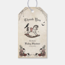 Gotisk Baby Shower Gunghäst Tack Presentetikett