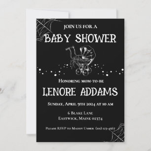 Gotisk baby shower-inbjudan svart och vit inbjudningar