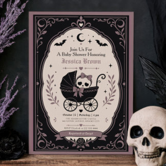 Gotisk barnvagn Spooky Cute Halloween Baby Shower Inbjudningar