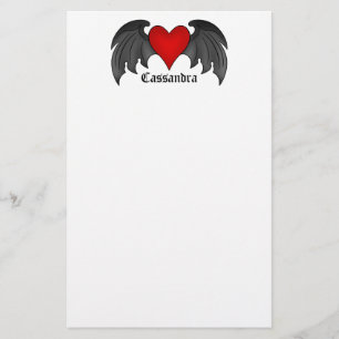 Gotisk bevingad hjärtavalentines day brevpapper