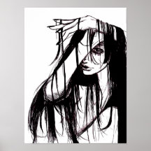 Gotisk bläck kvinna mörk illustration skräck konst