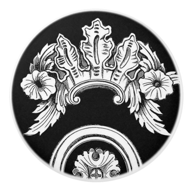 Gotisk blommigt trim medallion keramisk knopp (Framsidan)