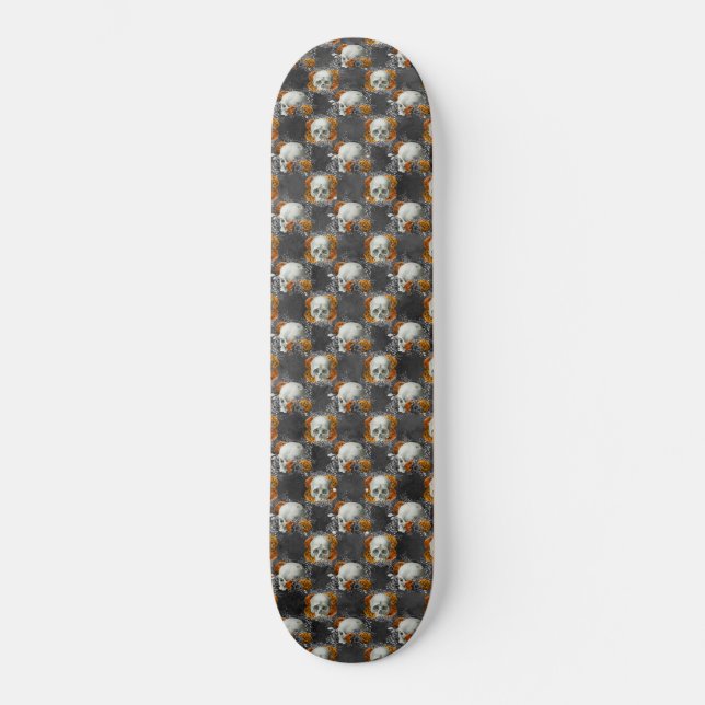 Gotisk blomskalle kopparblomma  mini skateboard bräda 18,5 cm (Framsida)