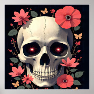 Gotisk blomskalle - Stilisad skalle Poster